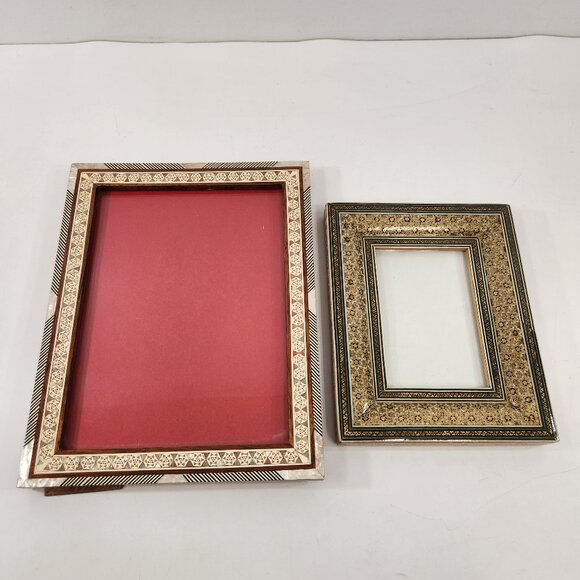 Vintage Marquetry Inlay Picture Frames Bundle of 2 - Picture 1 of 16